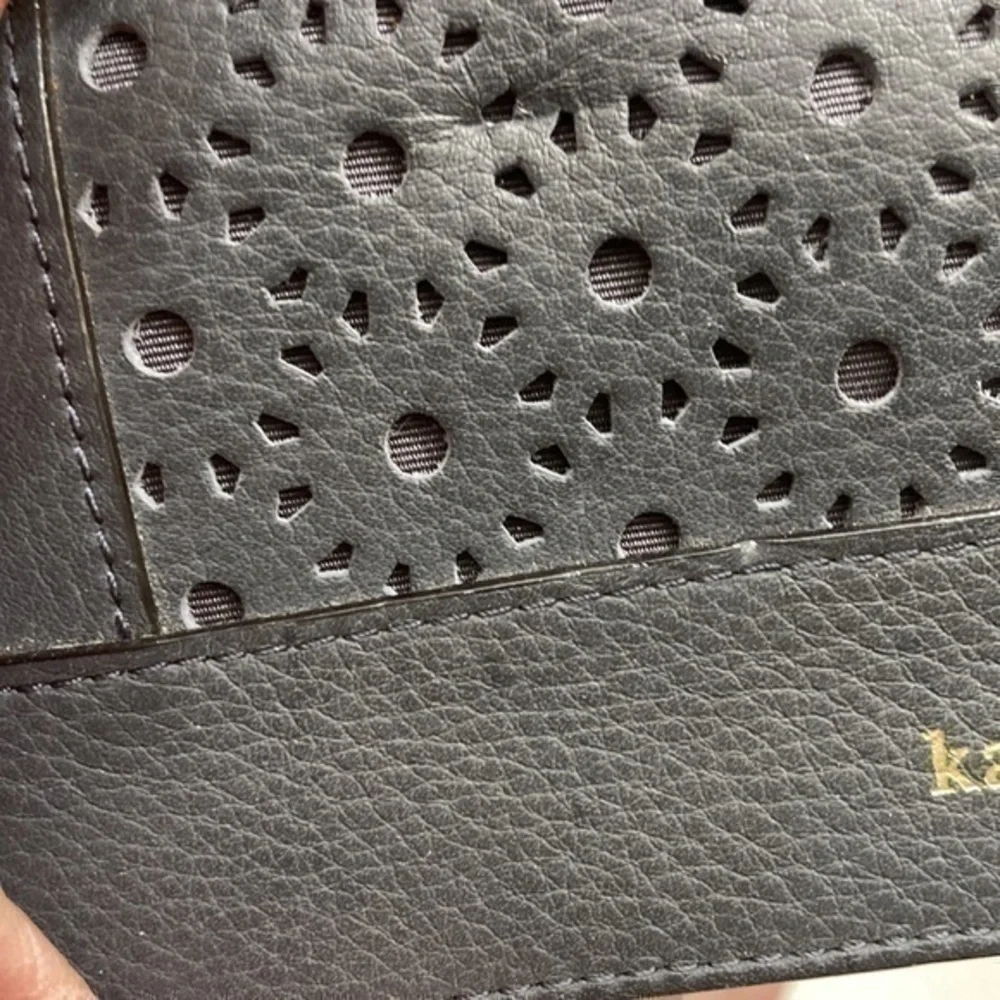 Kate spade black perforated leather wallet wristlet